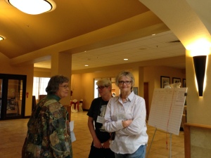 Dorothy Snell chatting with MaryLou & Jackie Poucher.