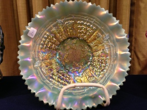 Aqua Opal Stippled PCE Grape & Cable bowl